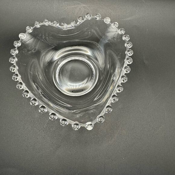 Imperial Glass Hobnail Heart Shaped Serving Bowl Candy Dish 5 inch Clear Vintage - Picture 1 of 7